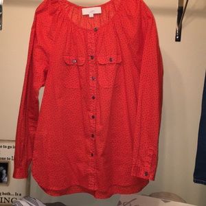 Orange and brown polka dot tunic